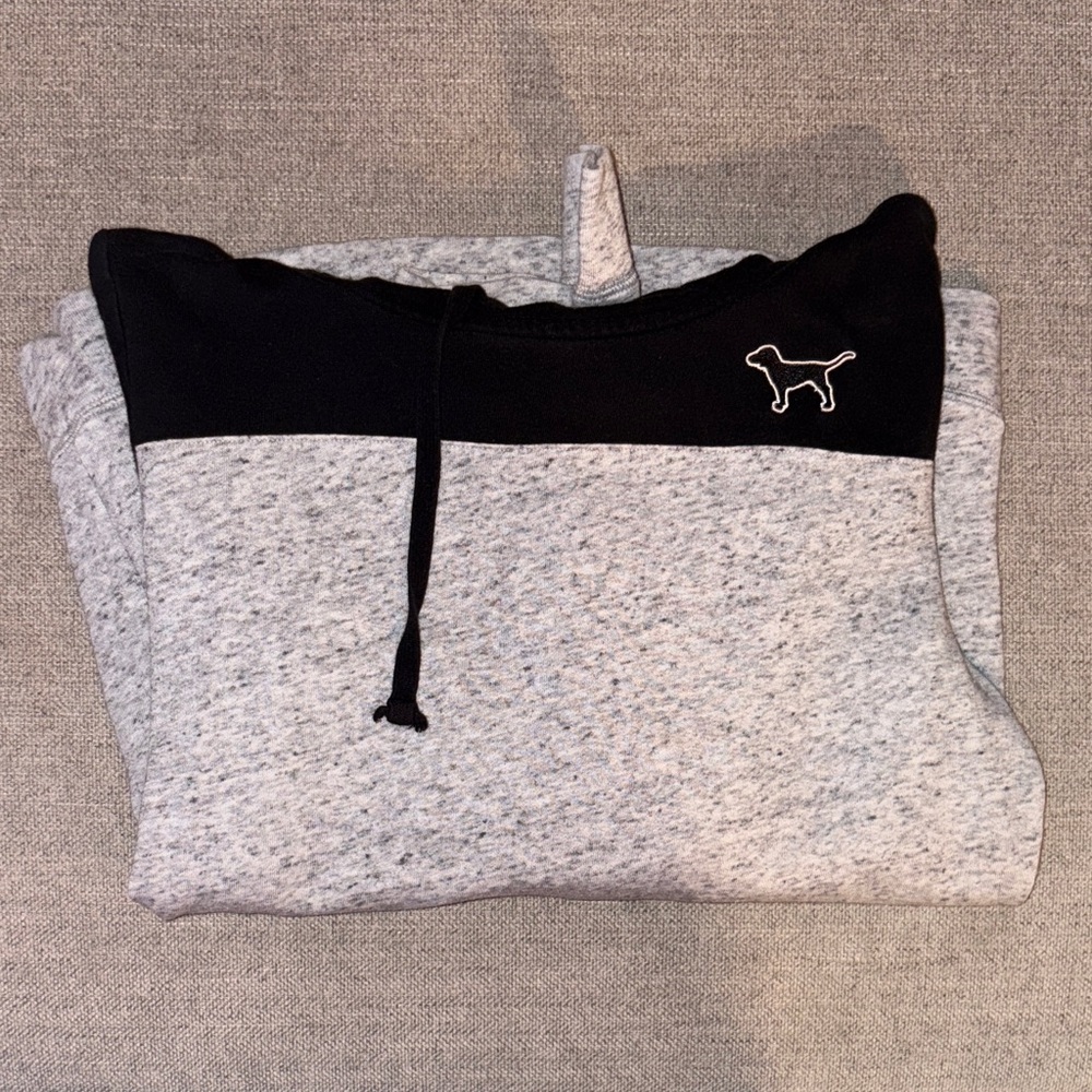 Women’s Victoria Secret Pink Black and Gray Hooded Sweatshirt
